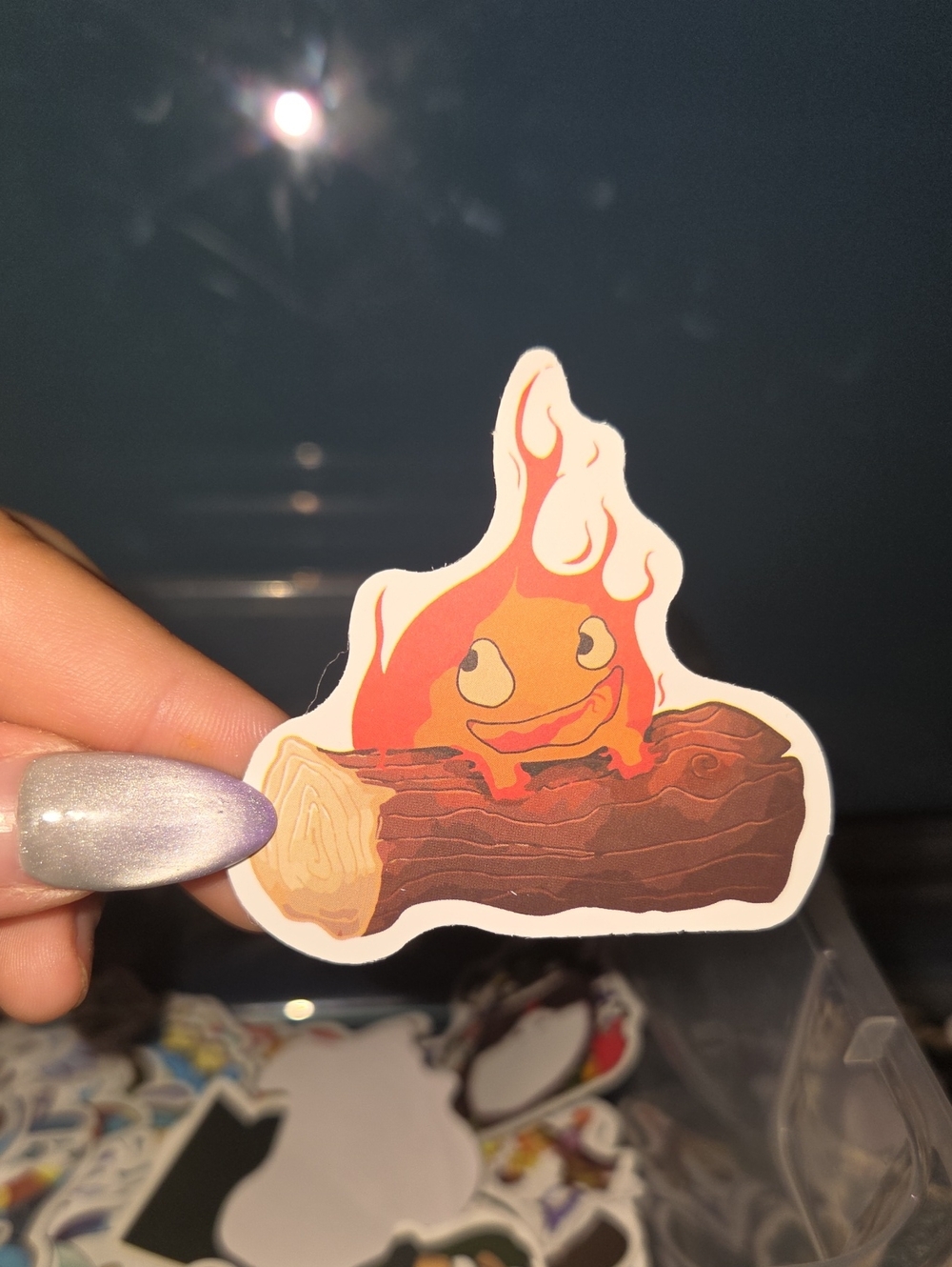 Cute Orange Flame Log Sticker for Habitat Accessories